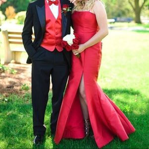 Sherri Hill strapless red prom dress